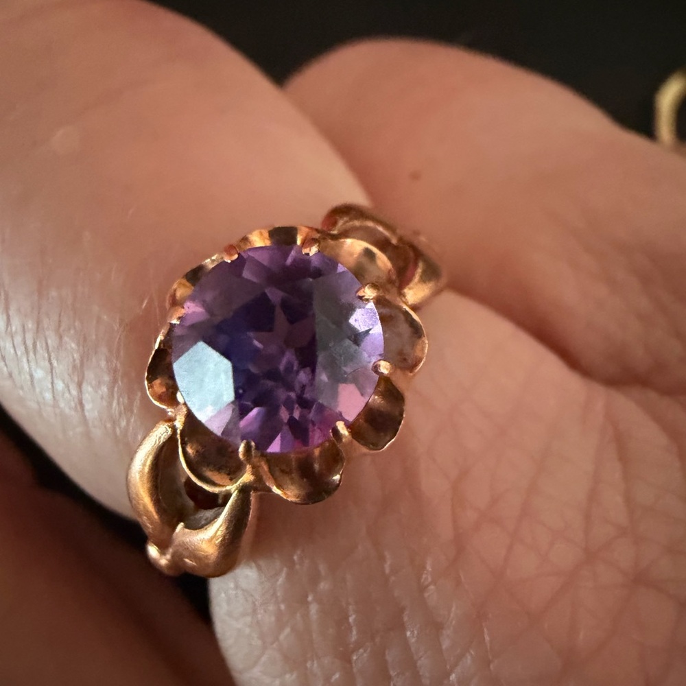 14K Gold Amethyst Ring, from Ukraine, antique